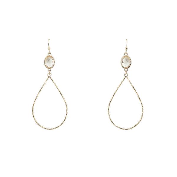 Stone Wire Teardrop Drop Earring