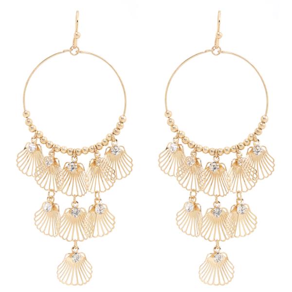 Sealife Shell Charm Hoop Earring