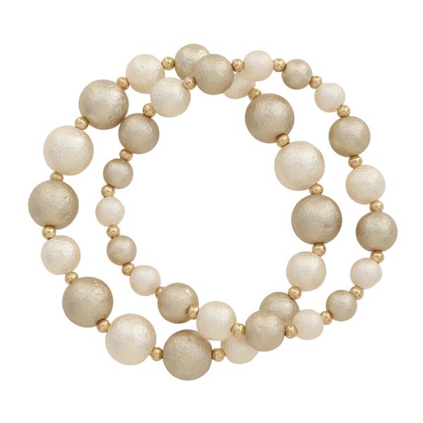 Pearl Bead Stretch Bracelet Set