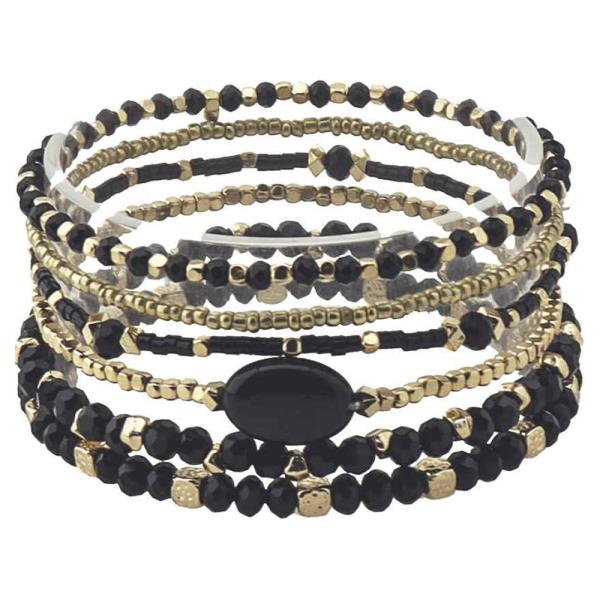 Multi Strand Beaded Stretch Bracelet Set