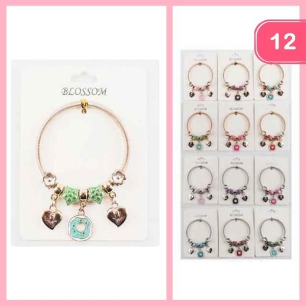 Donut Heart Flower Star Charm Bracelet (12 Units)