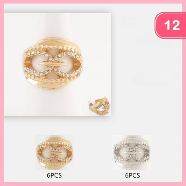 Rhinestone Linked Chain Ring (12 Units)