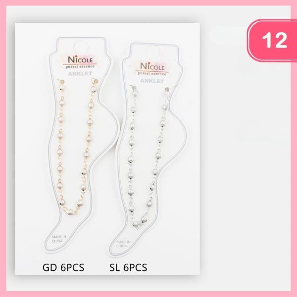 Metal Pearl Anklet (12 Units)