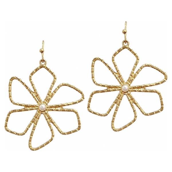 Pearl Open Flower Dangle Earring
