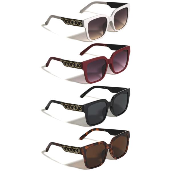 Pattern Temple Line Fashion Square Sunglasses 1DZ