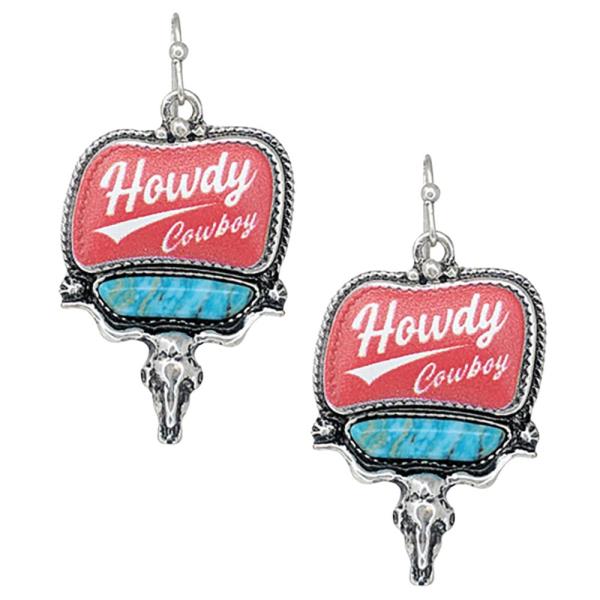 Western Hand Stone Howdy Print Earring