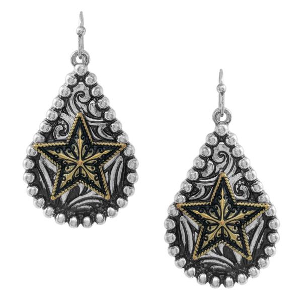 Western Bar Filigree Star Dangle Earring