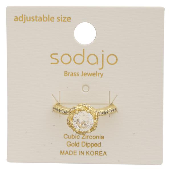 SODAJO Halo Cut CZ Gold Dipped Adjustable Ring