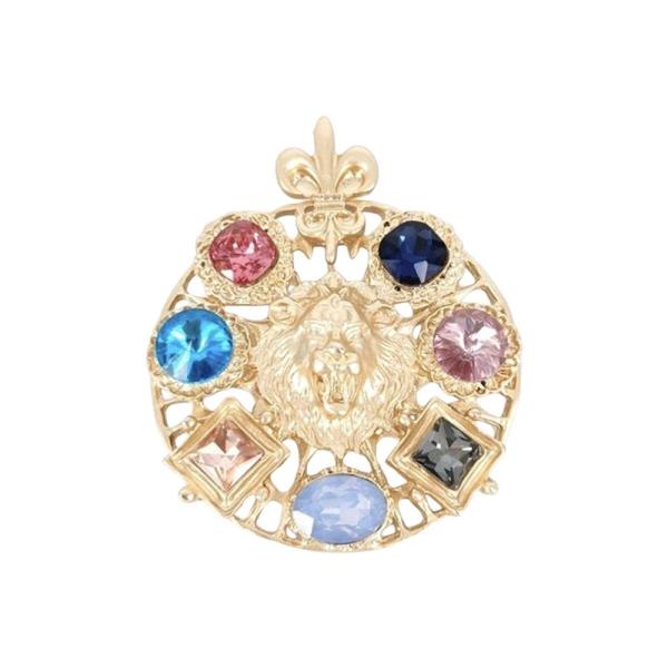 RHINESTONE GEMSTONE LION BROOCH