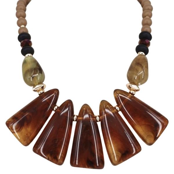 Marble Resin Fan Statement Necklace