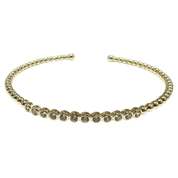 CZ Bar Bead Cuff Bracelet