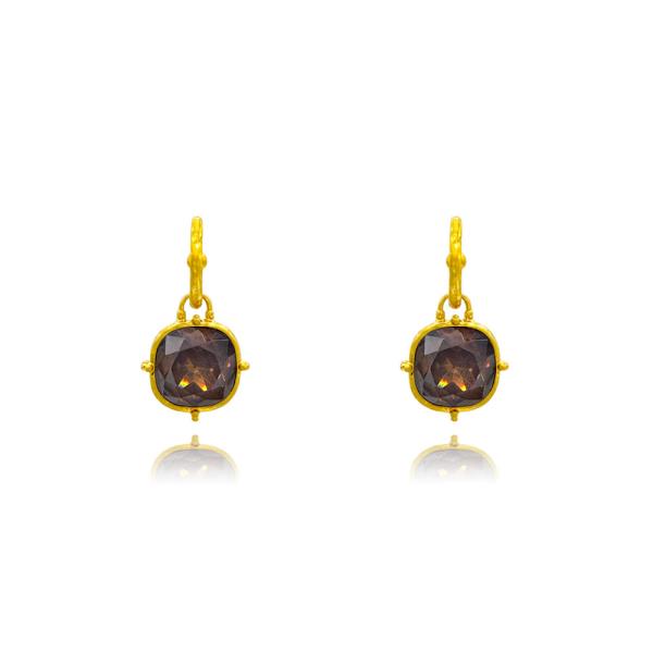 Stone W Huggie Hoop Earring