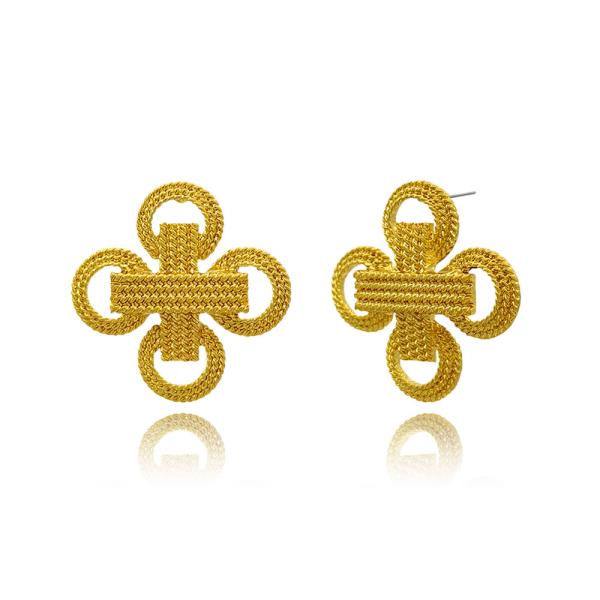 Rope Textured Button Earring