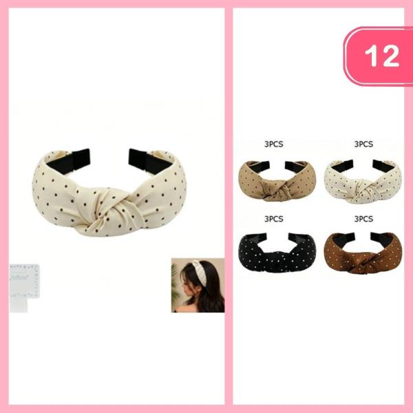 Polka Dot Knotted Headband (12 Units)