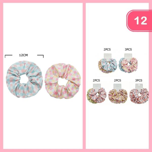 Checkered Pattern Hair Scrunchie (12 Units)