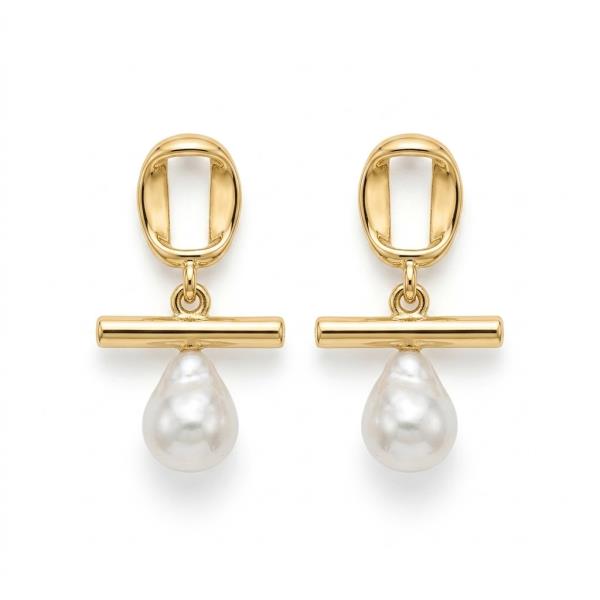 Metal Pearl Dangle Earring