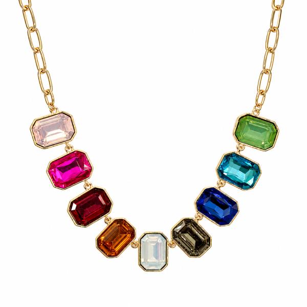 Faceted Gemstone Station Necklace