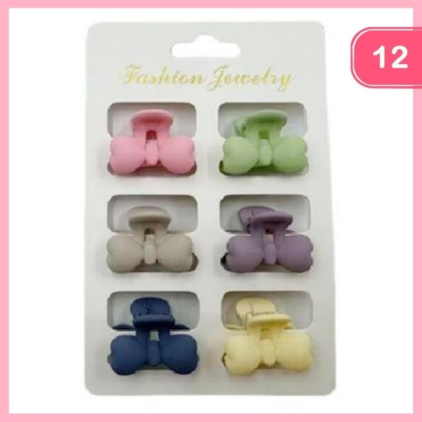 Mini Bow Hair Claw Clips (12 Units)