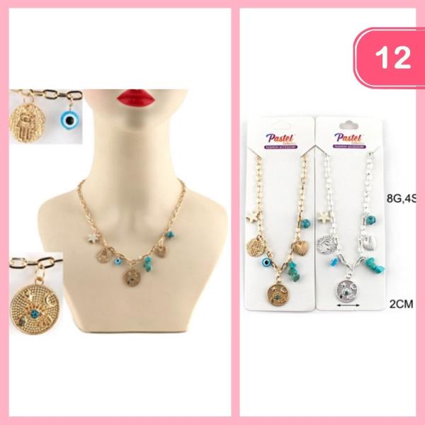 Evil Eye Charm Necklace (12 Units)