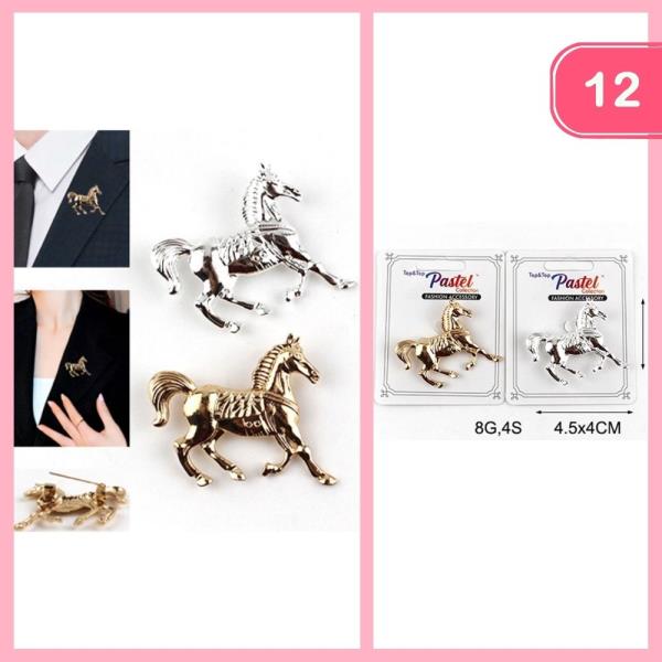 Metal Horse Brooch (12 Units)
