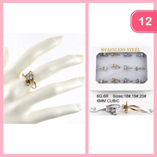 Stainless Steel Butterfly Ring (12 Units)