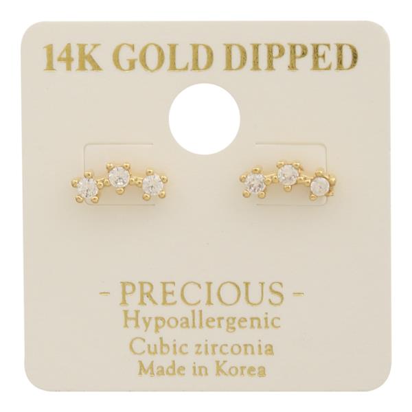 14K Gold Dipped CZ Baguette Cut Earring