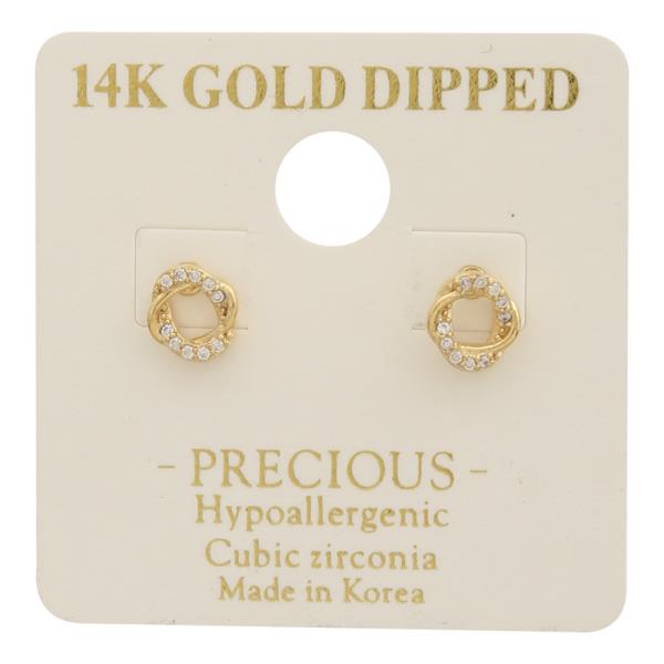 14K Gold Dipped CZ Small Love Knot Stud Earring