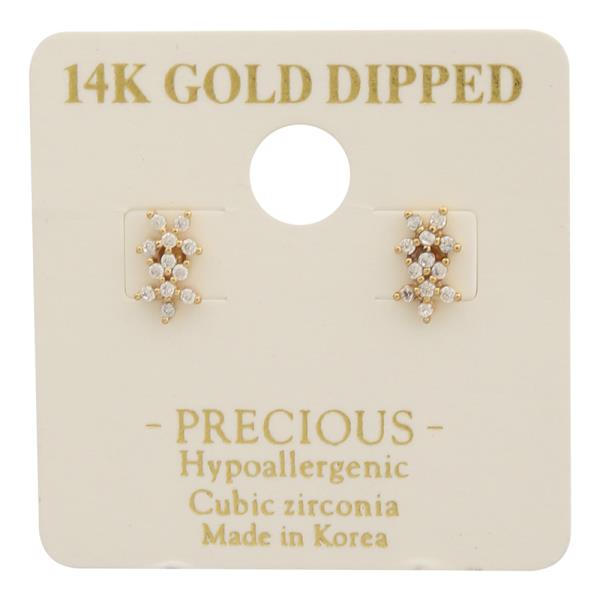 14K Gold Dipped CZ Snowflake Design Stud Earring