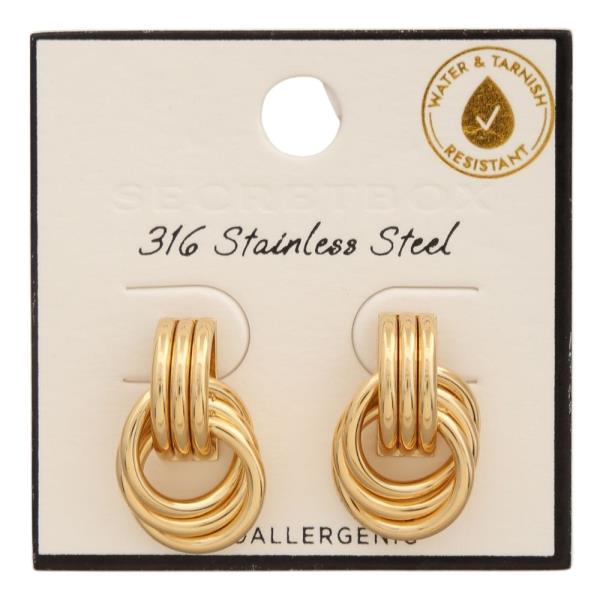 SECRET BOX Stainless Steel Knob Hoop Earring