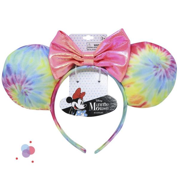 MINNIE TIE DYE EARS HEADBAND W PINK BOW