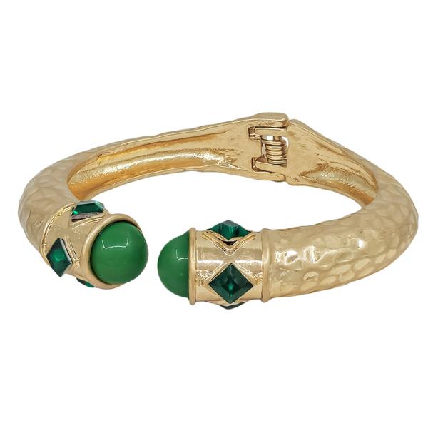 Resin Accent Stone Metal Hinged Bracelet