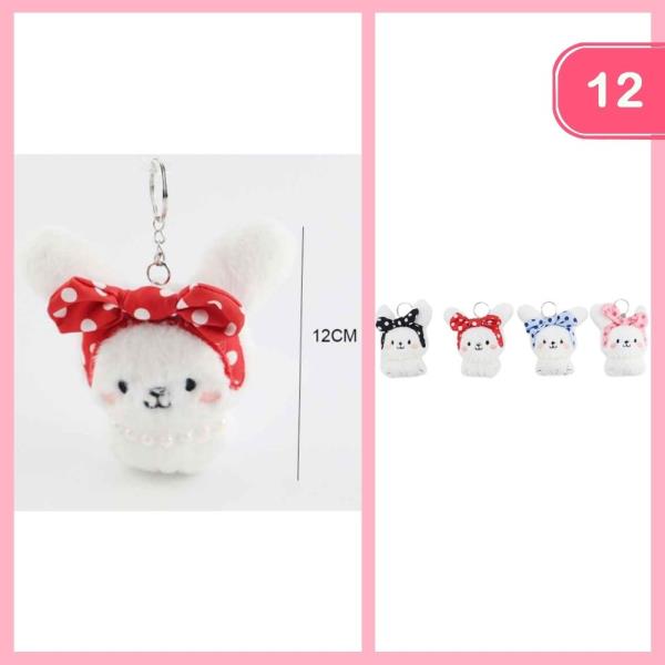 Bunny W Polka Dot Headband Keychain (12 Units)