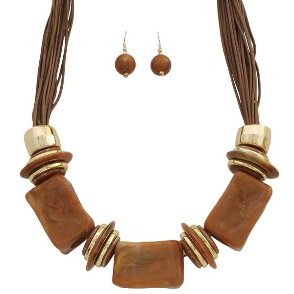 Metallic Multi Strand Necklace Earring Set