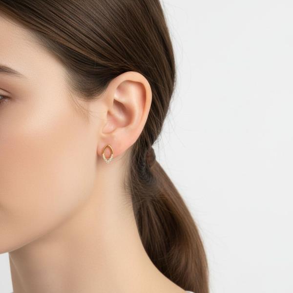 14K Gold White Gold Dipped Open Pear CZ Studs