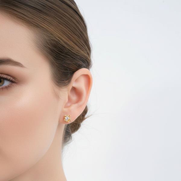 14K Gold White Gold Dipped Princess Cut CZ Studs