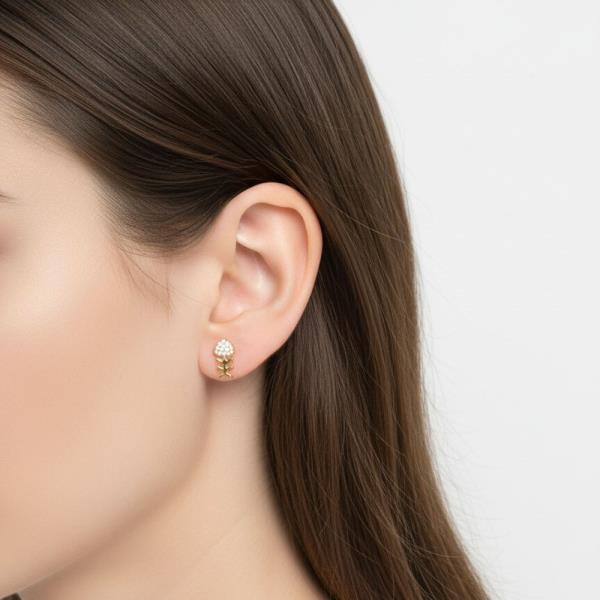 14K Gold Dipped CZ Fish Skeleton Studs