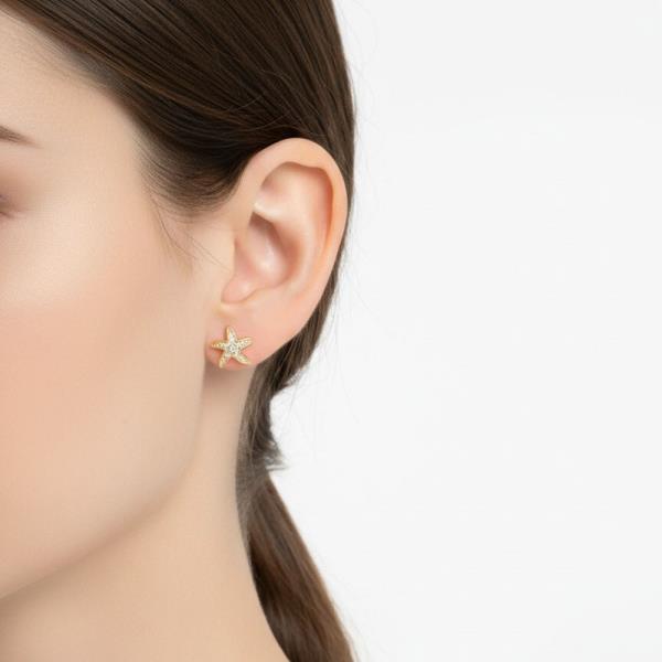 14K Gold White Gold Dipped Coastal CZ Studs