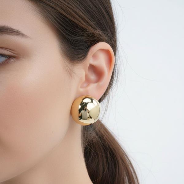 14K Gold White Gold Dipped Chunky Round Studs