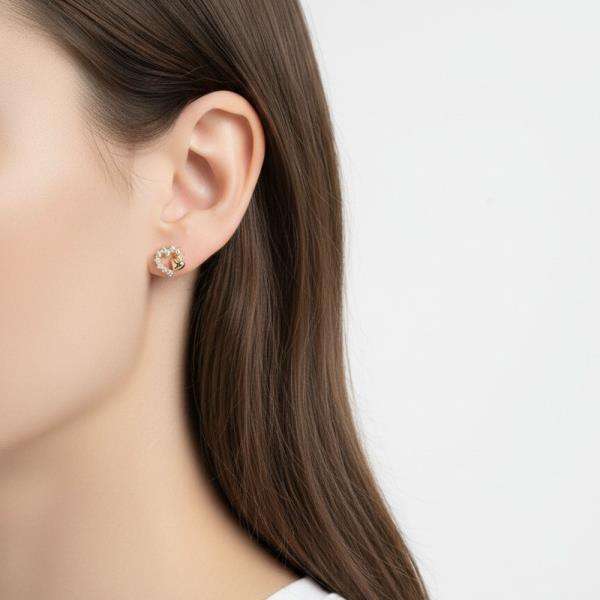 14K Gold White Gold Dipped Heart Wreath Studs