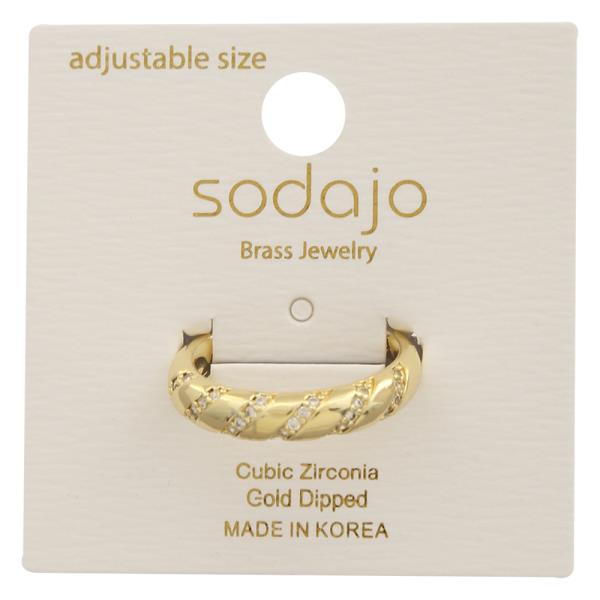 SODAJO Twisted CZ Gold Dipped Adjustable Ring