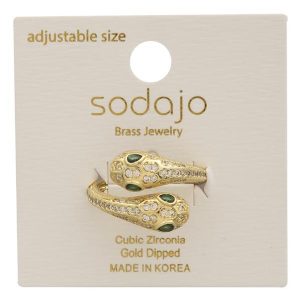 SODAJO Snake CZ Gold Dipped Adjustable Ring
