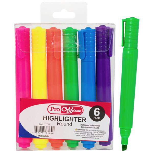 Pro Office Round 6PC Highlighter
