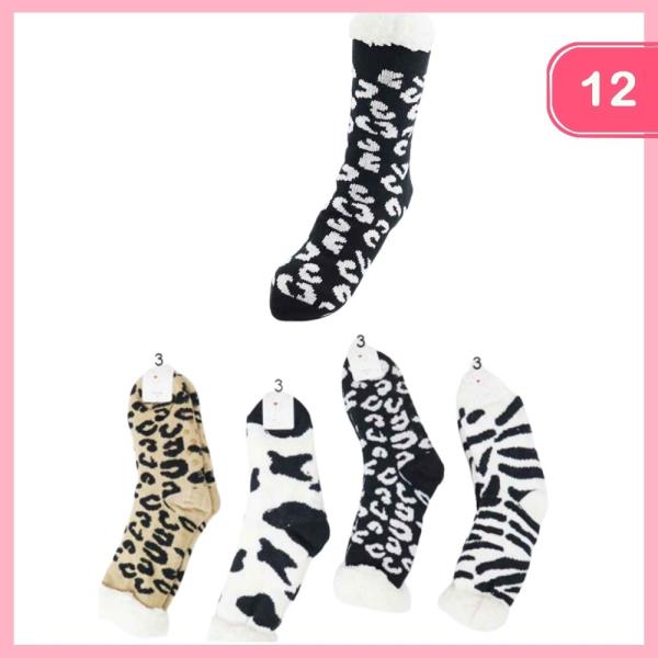 Animal Print Socks (12 Units)