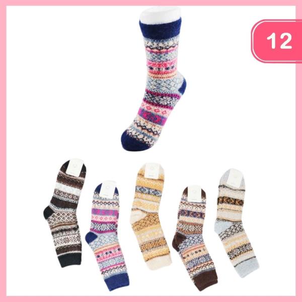 Vintage Pattern Socks (12 Units)