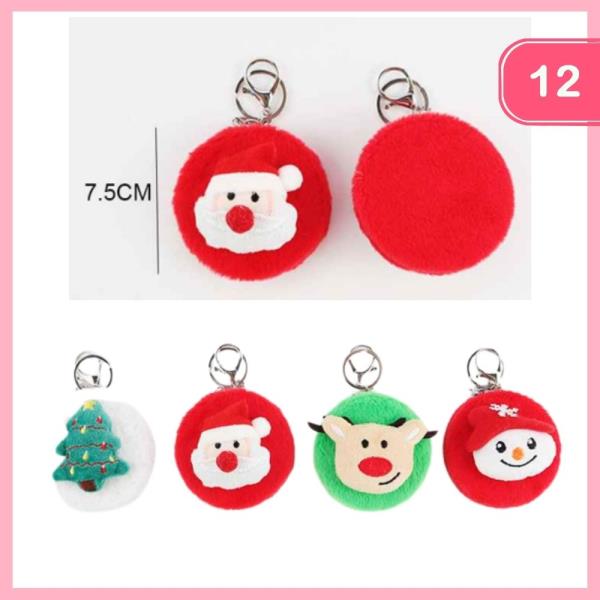 CHRISTMAS FUZZY KEYCHAIN (12 UNITS)