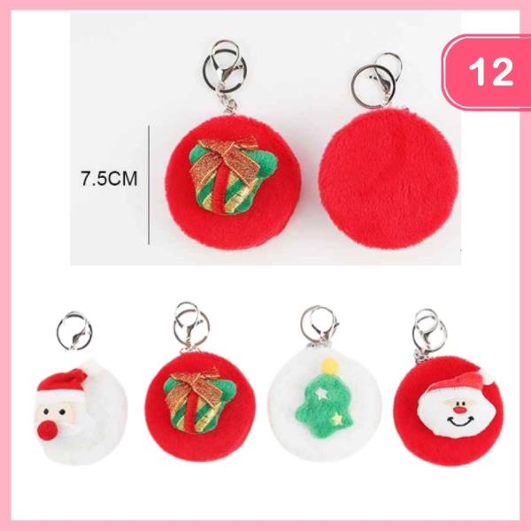 CHRISTMAS FUZZY KEYCHAIN (12 UNITS)