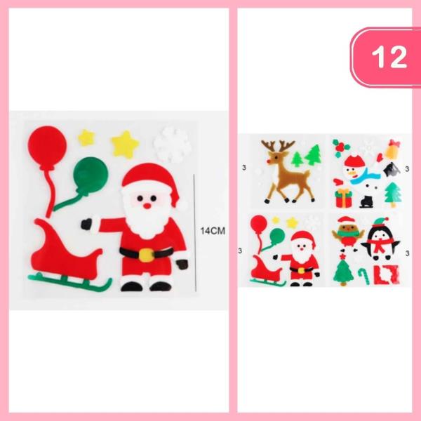 CHRISTMAS THEMED GEL WINDOW DECORATION (12 UNITS)