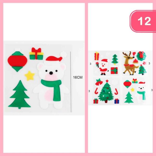 CHRISTMAS THEMED GEL WINDOW DECORATION (12 UNITS)