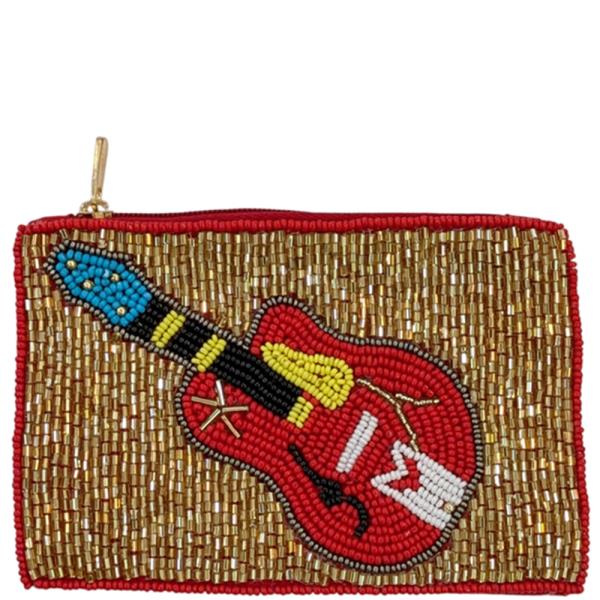 Seed Bead Guitar Coin Purse Bag