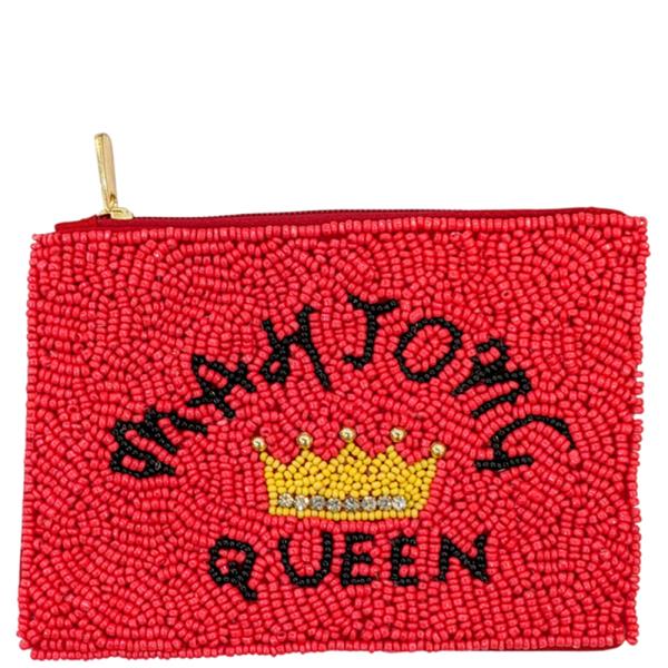 Seed Bead Mahjong Queen Coin Purse Bag